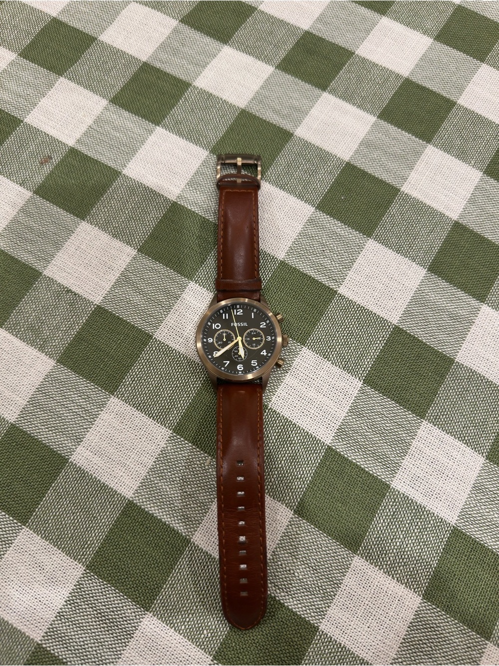 Fossil Brown Leather Strap Watch with Black Dial